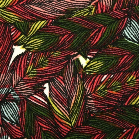 LuLaRoe Cassie Pencil Straight Skirt Pink Green‎ Black Feathers L Large - Picture 8 of 10